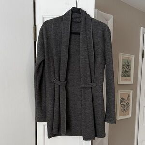 Elena Solano Women's Gray 100% Wool Open Front Cardigan Size Small